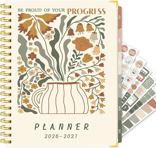 Large 2026-2027 Academic Planner – Weekly & Monthly Planner Organizer from July 2026 - June 2027, 8.5"x11" Aesthetic Daily Agenda Planning Book with Pocket Stickers for Women Students Office, A4 Size