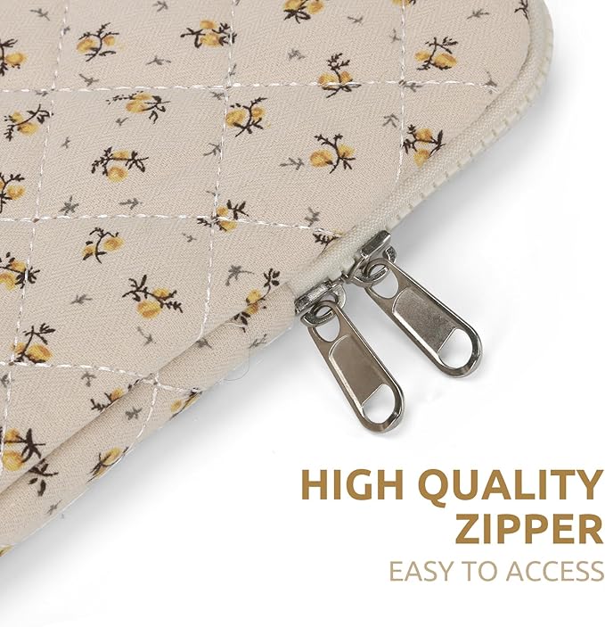 Puffy Laptop Sleeve 13-15.6 Inch Cute Quilted Laptop Protective Case Padded Floral Computer Sleeve for MacBook (A-Yellow, 13 Inch)