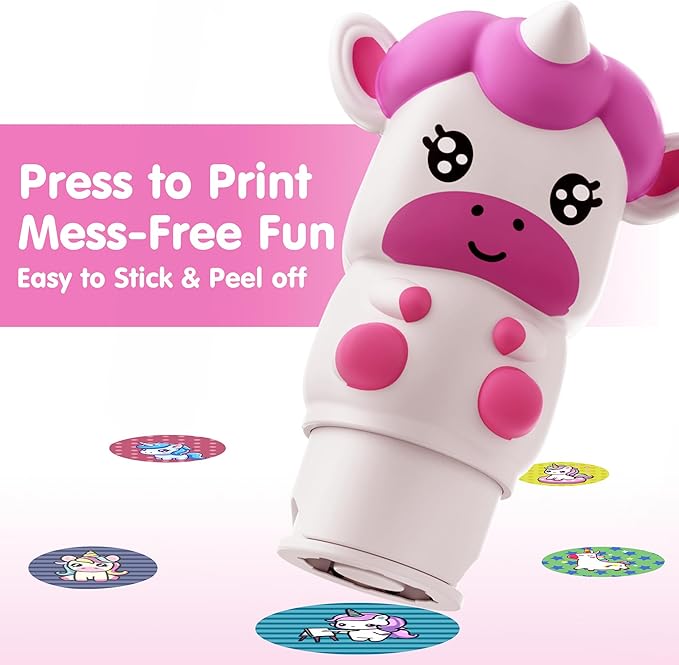 iPlay, iLearn Kids Unicorn Sticker Stamp Set - 400+ Stickers 18-Page Activity Book, Toddler Creative Mess-Free Art Craft Educational Travel Toy, Birthday Easter Basket Gifts 3 4 5 6 Year Old Girl Boy
