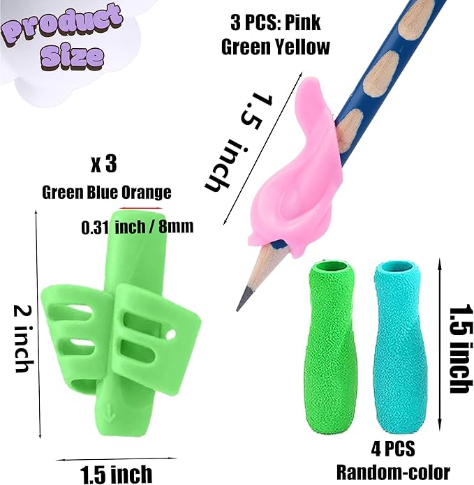 Pencil Grips for Kids Handwriting,10 Pack Silicone Pencil Grippers Holder Posture Correction for Preschooler Training, Pen Writing Aid Tool for Preschooler Kids Students (10 Pcs-Multicolor)
