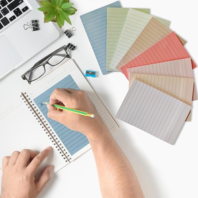 24 Pack Lined Sticky Notes 4X6 in, Self Sticky Note Pads with Lines, Large Sticky Note Memo Pad for Office, Home, School, Meeting, 50 Sheets/pad, Morandi