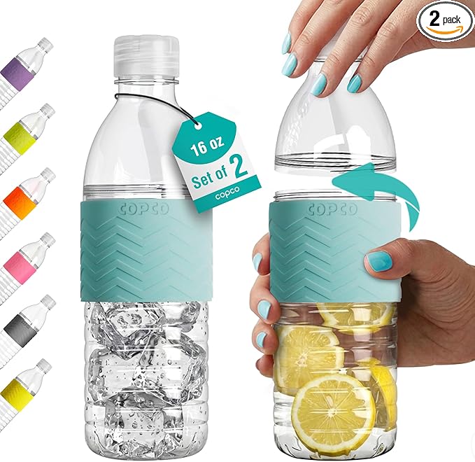 Copco Hydra 16.9 oz Water Bottle, Set of 2 – Leak Proof, BPA Free Tritan, Dishwasher Safe, Twist-Open Body, Non-Slip Silicone Grip, Perfect for Travel, Gym & Daily Use (Robin Egg Blue)