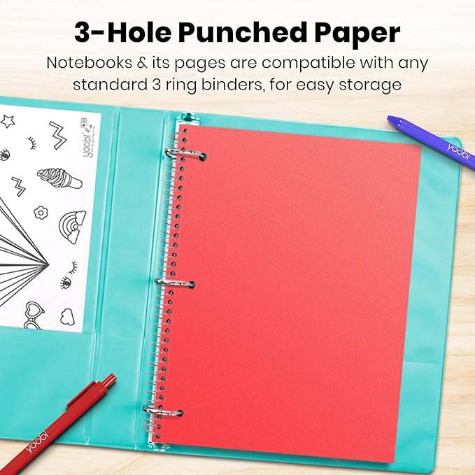 Yoobi College Ruled 8 x 10.5” Spiral Notebook Set – Bulk 6-Pack of 1 Subject Notebooks – Perfect Addition – 100 Perforated 3-Hole Punched Sheets, For School, Office & Home