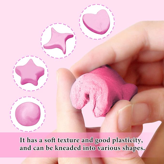Smilo 8-Pack Pink Kneaded Erasers | Moldable & Dust-Free Putty Eraser | No Smudge Art Eraser with Case for Drawing