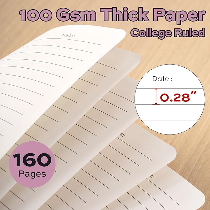 deli Taro Purple Lined Spiral Journal Notebook, 160 Pages, A5 (5.5"x8") Hardcover Writing Notebook, College Ruled Spiral Bound Journal for Women & Men - Perfect for Work, School, Office & Note Taking