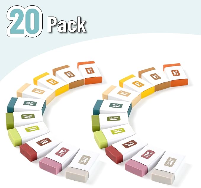 Mr. Pen- Erasers Bulk, 20 Pack, Large Block Erasers for School, No Smudge