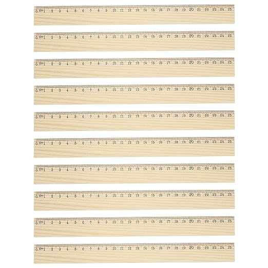 PATIKIL 10 Inch Wooden Rulers, 24Pcs Drafting Ruler Measuring Drafting Tools with Centimeters for Office Home Teacher Drawing Supplies, Wood