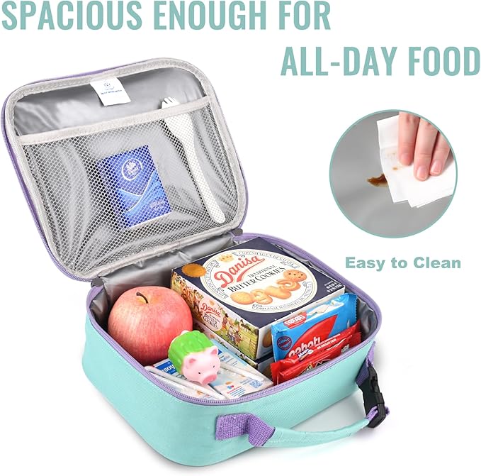 Genteen Lunch Box Kids,Insulated Lunch Bag Kids Boys Girls,Soft Bag Mini Cooler Back to School Thermal Meal Tote Kit Lunch Box for School,Work,Outdoor (Light Green)