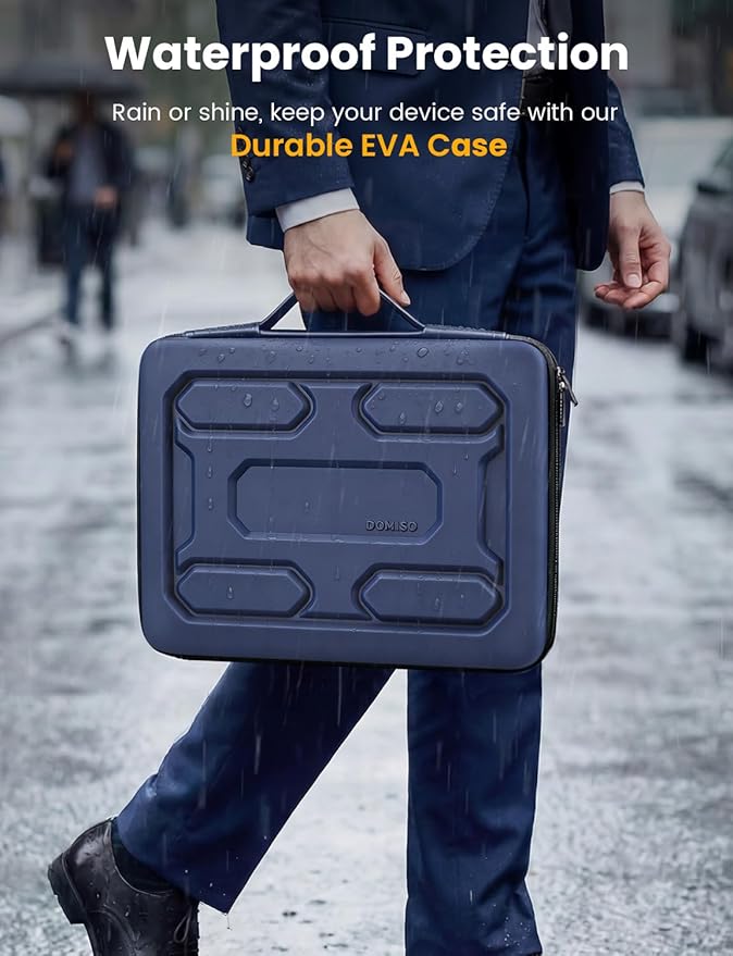 DOMISO Laptop Hard Case 17-17.3 inch Waterproof Shockproof Hard Shell Sleeve with Handle & Storage Pocket, Compatible with MacBook, HP, Dell, Dark Blue