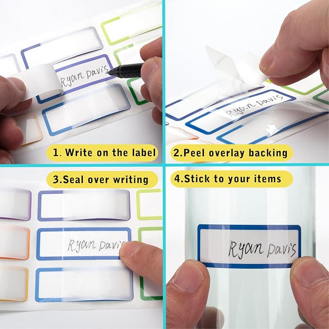 Name Labels for Kids Stuff Daycare, Waterproof Labels for School Supplies, 126 PCS Water Bottle Label, Personalized Name Stickers Tags for Sippy Cup, Lunch Box, Self-Laminating Dishwasher Safe