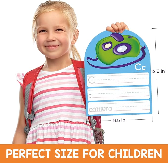 Alphabet Writing Practice Cards, Handwriting Letter Educational for Kindergarten & Grade 1-3, Double-Sided Printing for Trace Uppercase Lowercase Letters, 13 Dry Erase Cards, 26 Pages