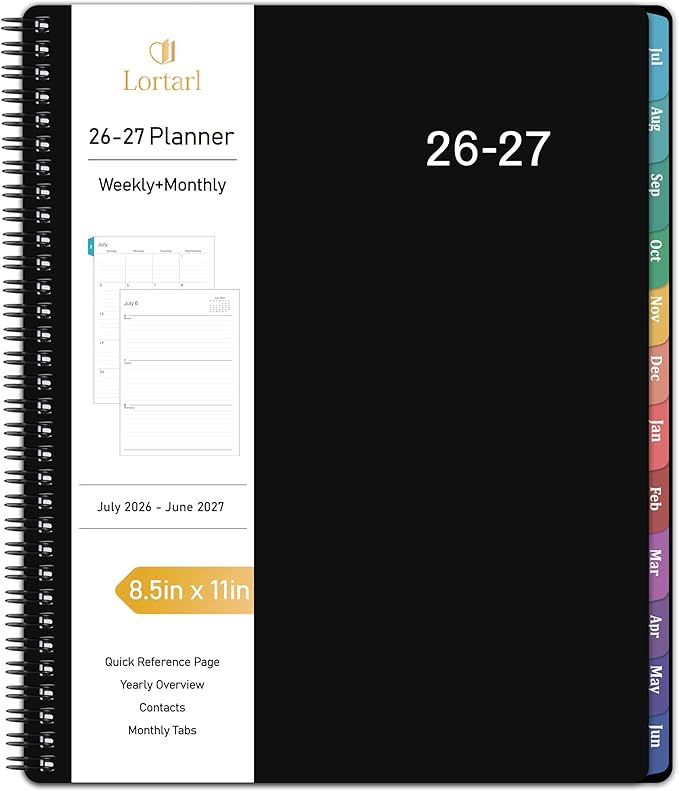 Planner 2026-2027 - Weekly Monthly Planner from July 2026 to June 2027, Academic Planner 2026-2027 with Spiral Bound, 8.5'' x 11''