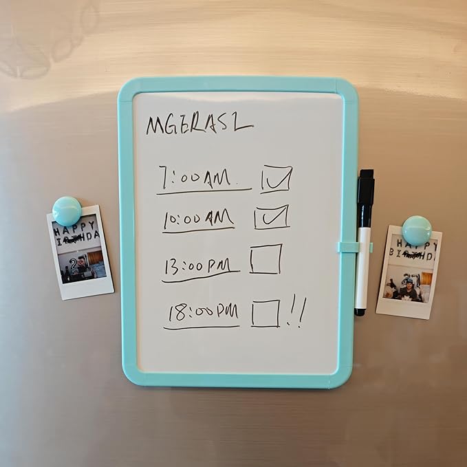 Magnetic Whiteboard, Erasable Notepad, Portable Drawing Board, Teaching Whiteboard, Magnetic Dry Erase Board for Lockers, 8.5“ x 11” with Marker and 2 Magnets(Cyan)