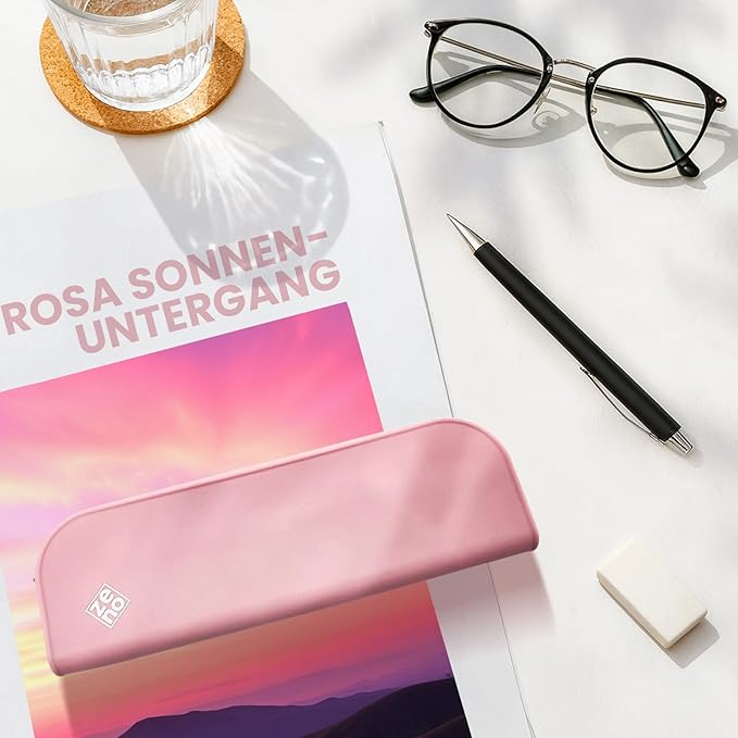 ZENO Silicone Pencil Case – Aesthetic Pencil Pouch for Women & Teens – Cute Pen Case, Pink Makeup Bag, Travel Pouch, Small Stationary Organizer, Pencil Box – Pink Sunset