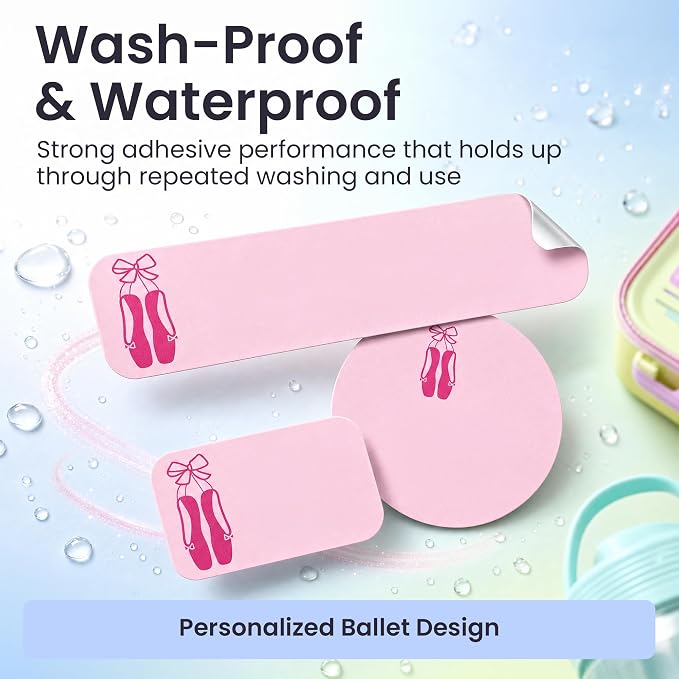 Label Daddy Personalized Name Labels for School, Ballet Design | Waterproof Name Tags for Kids, Washable Custom Daycare Labels, Clothing, Lunch Boxes, Water Bottles and More, 128 Ct & 256 Ct
