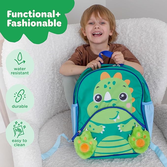 Move2Play, Dinosaur Kids Backpack | Kid Size | Back to School | Elementary, Kindergarten Book Bag | Designed for Boys & Girls Ages 4+ Year Olds | Travel Ready