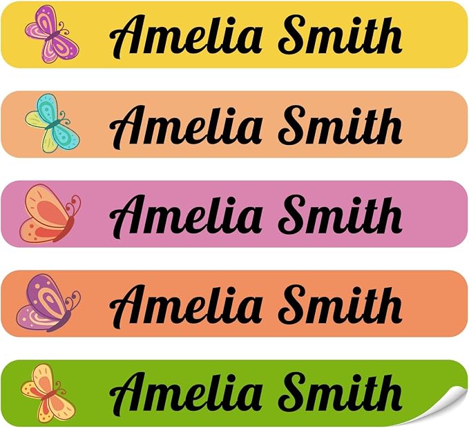 100 Pcs Personalized Name Labels for School Supplies Custom Waterproof Name Stickers Customized Daycare Water Bottles Pencil Labels(Butterfly)
