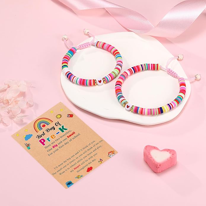 UPROMI First Day of Preschool/Kindergarten/1st Grade/2nd Grade/School Gift, Back to School Bracelet Mommy and Me Dad and Son