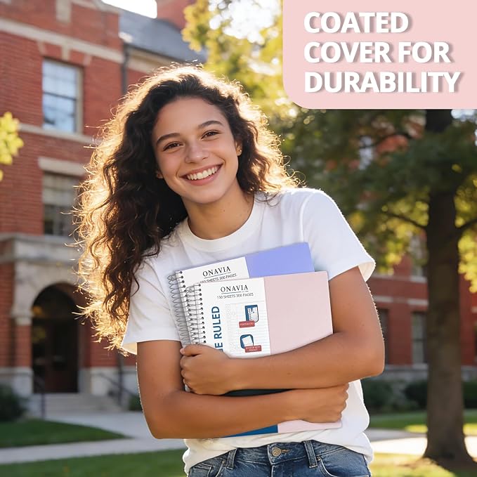 ONAVIA 3 Subject Spiral Notebook College Ruled 3 Pack, 300 Pages