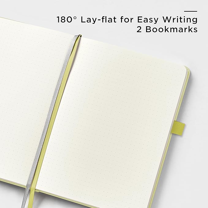 &And Per Se Dotted Journal Notebook, A5 Hardcover Leather Dotted Journal, 160 Pages 100gsm Thick Dot Grid Paper, 3 Sheets of Stickers Included - 5.7'' x 8'' (Emerald)