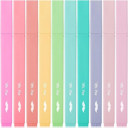Mr. Pen- Aesthetic Highlighters No Bleed, 10 Pack, Pastel Colors, Chisel Tip, Cute Highlighters Assorted Colors for Journaling, Highlighting, Underlining, Fast Dry, Back to School Supplies