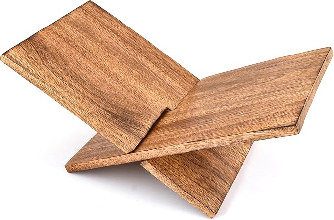 Samhita Book Stands Mango Wood for Display & Reading for Cookbooks, Textbooks, Magazines & Recipes | Display Stand for Kitchen & Desk (16" X 10" X 8")