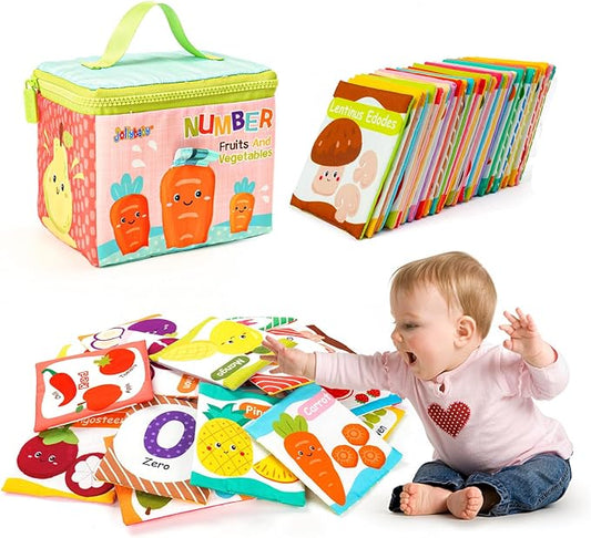 Jollybaby Reusable Soft Flash Cards for Baby 0-6-12-18 Months, Preschool Learning Resource Toys for 0-1-2-3-4 Years, Montessori Sensory Sight Words Numbers Toy - Easter Gifts for Toddler