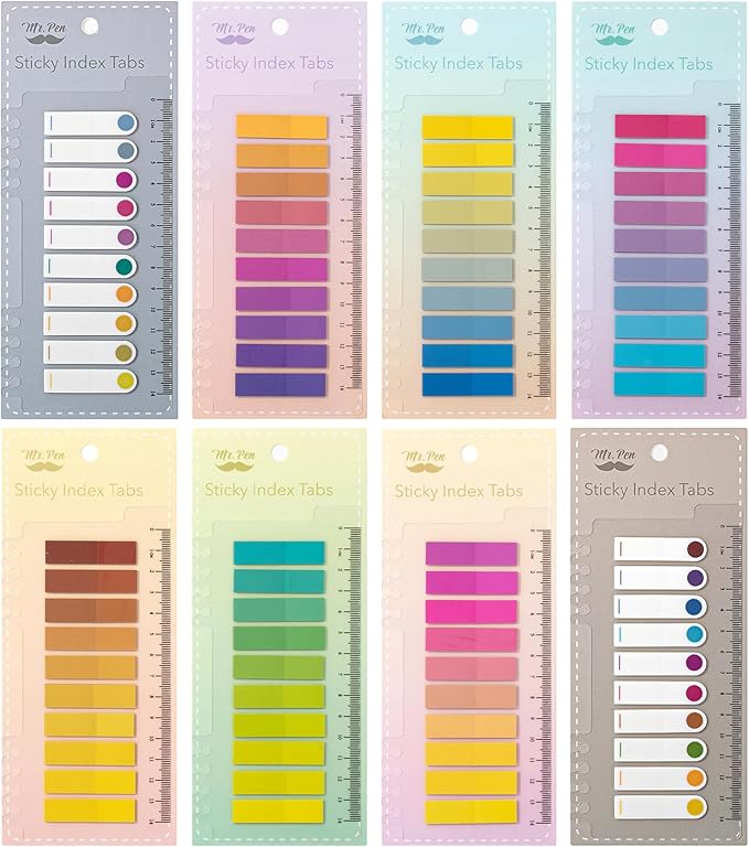 Mr. Pen- Colorful Sticky Tabs, 1600 pcs, Translucent Page Markers, Water-Resistant Book Tabs for Annotating, Bible Study, Planning, Indexing & Document Organization
