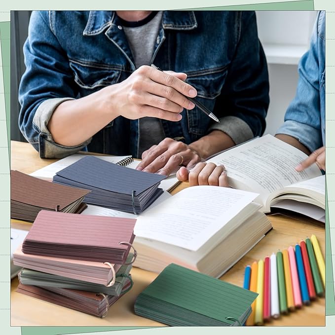 Ctosree 1440 Pcs Back to School Gifts Colored Index Cards with Binder Ring Ruled Flash Cards 12 Color Lined Note 56lb Cover for Studying Memory Office School(4 x 6 Inch,Soft Color)