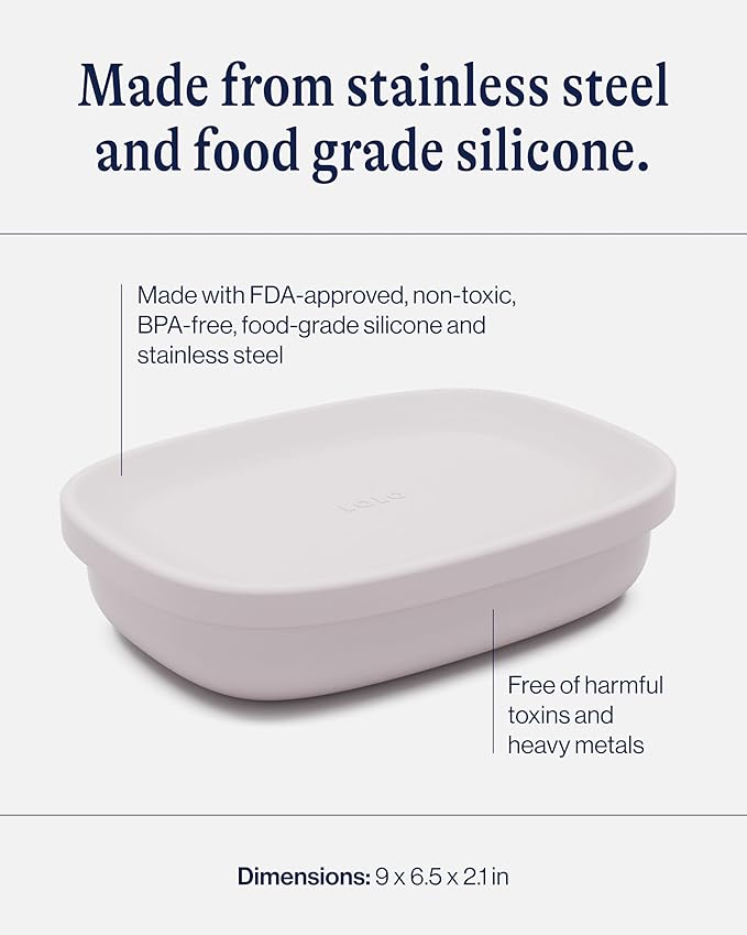 Lalo Bento Box - BPA-Free Bento Box For Kids & Toddlers, Leak-Proof, Dishwasher Safe, Easy to Open & Clean Silicone & Stainless Steel Lunch Box For Kids, Portable for Daycare or Travel - Lavender