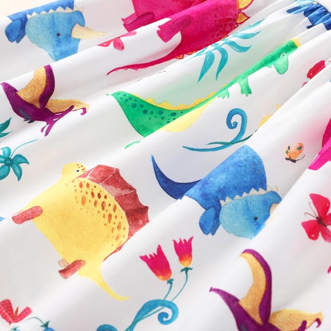 Popshion Girls Dresses Flutter Sleeve Swing Sundress Toddler Summer Clothes Kid Birthday Party Sleeveless Dress 1-8 Years Old