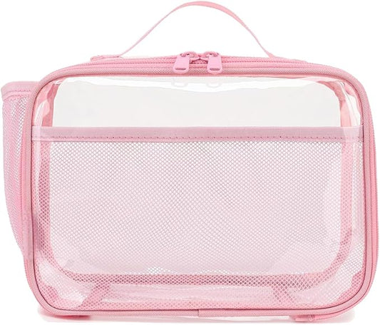 GYEUKHAM Insulated Lunch Box for School, Thermal Reusable Durable Freezable Lunch Bags for Kids Boys Girls Men Women - Small Soft Cooler Portable Lunch Tote Kit for Work Picnic Travel,Clear Pink