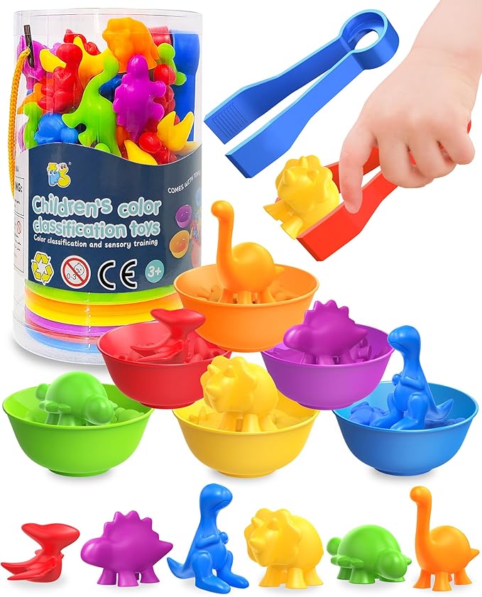 Oomloid Counting Dinosaurs Montessori Toys for 3 4 5 Years Old Boys Girls, Preschool Learning Activities Kindergarten Educational Sensory Toys Gifts for Kids Toddlers Ages 3-5, 4-8