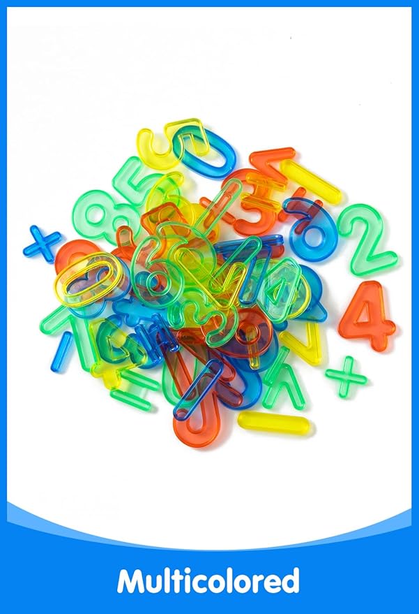 48 Pcs Translucent Number Set – Plastic Numbers & Symbols for Kids, Ideal for Early Math Learning and Light Table Activities