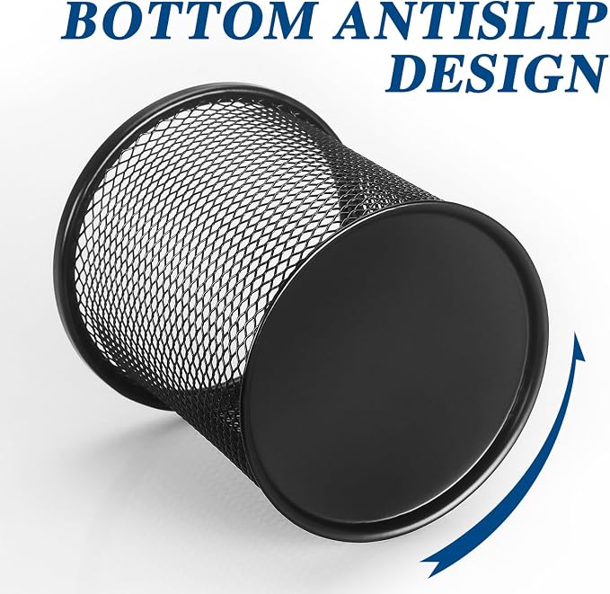Tamaki Pen Holder Cup for Desk, Wire Mesh Pencil Cup Holder, Black | Pen Cup for Desk Office Pen Organizer