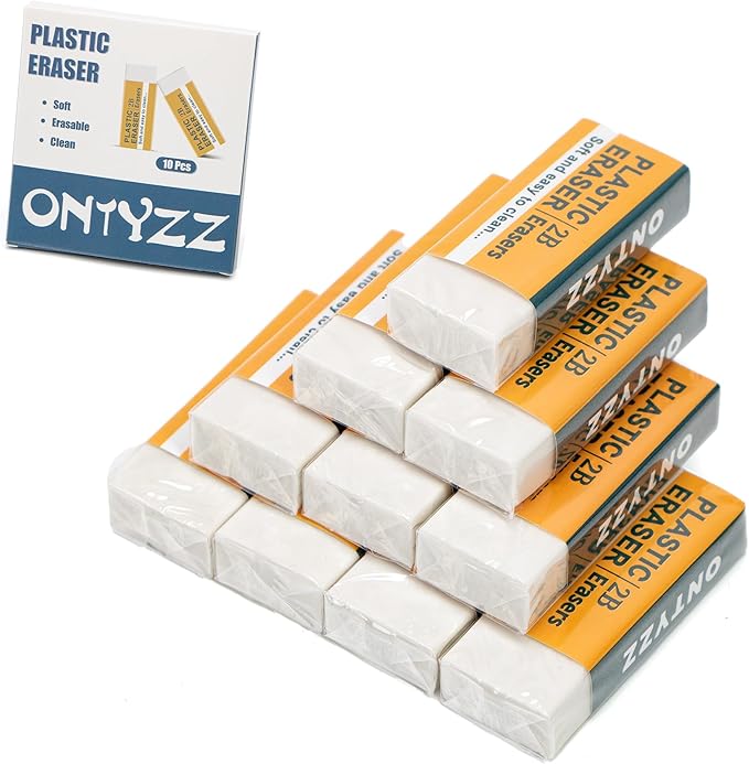 ONTYZZ 10 Pcs White Erasers Soft Art Erasers Large White Eraser for Office Writing Drawing