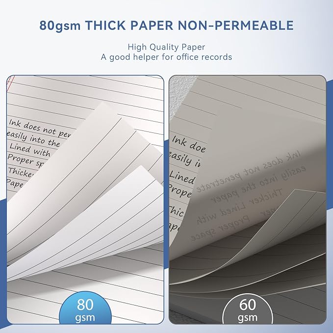 Nichela 24 Pack of Note Pads 5" x 8" Legal Pads 30 Sheets Notepad College Ruled Small Writing Pads Perforated Pages Paper Pads 80GSM Heavyweight Paper Note Pads for Home, Office, or School