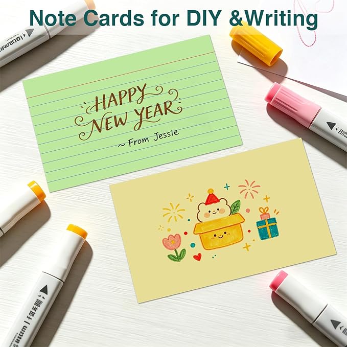 Index Cards 5x8, 100 Sheets, Ruled Color Flash Cards for Effective Studying and Note-Taking, Premium Note Cards, Essential School Supplies for College & Office, Home Organization & Study Supplies