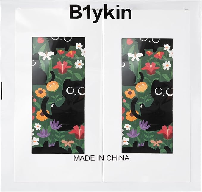 B1ykin Cat Floral Sticky Notes Set - Wildflower Lovely Black Shaped Self-Stick Notes Pad, 550 Sheets Writing Memo Pages Sticky Notepad for Teacher Appreciation Gifts, School Office Supplies (4Pcs)