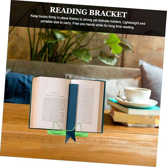 Holibanna 2pcs Adjustable Multi-Purpose Reading Book Stand Book Support Bracket for Home Study Lightweight and Portable Green Prevents Reading Myopia Smooth Angle