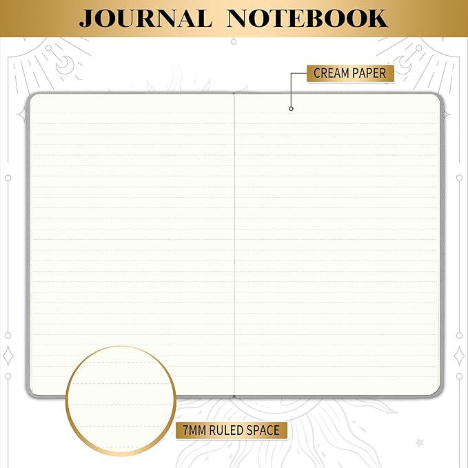 Artfan Ruled Notebook/Journal – Premium Thick Paper Classic Writing Notebook with Pocket + Page Dividers Gifts, Banded, Large, 128 Pages, Hard Cover, Lined (5.3" x 8.26") - Silver Grey