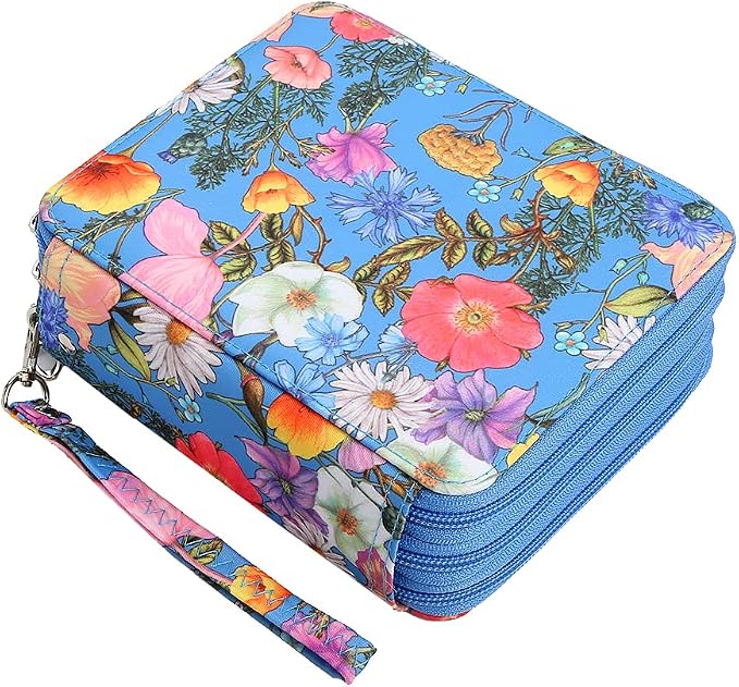 72 Slots Pencil Case Organizer w/Removal Handle Strap | 3-Layer Zipped Pencils Box Large for Colored Pencils Watercolor Pencils for Office and Travel for Artist