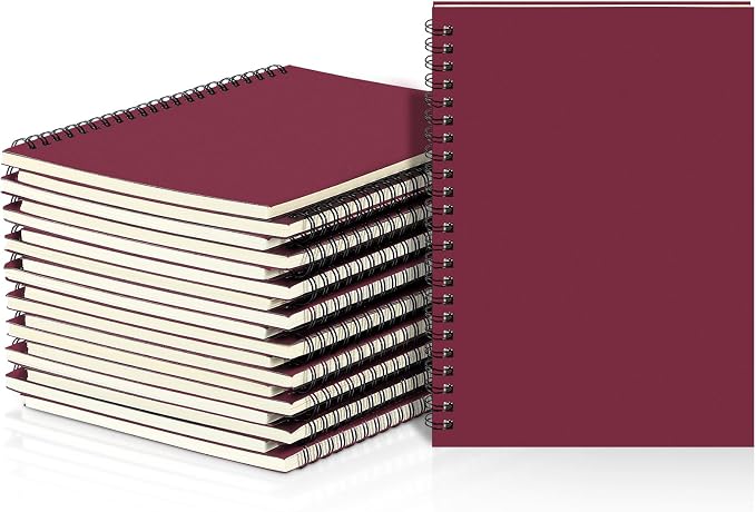 Yahenda 18 Pcs Spiral Notebooks, 1 Subject, Wide Ruled, Wine Red