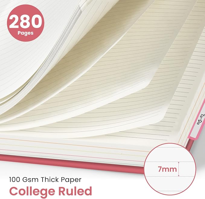 Taja Cute Large Spiral Lined Notebook for Work with 5 Removable Dividers