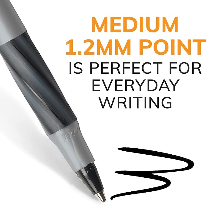 BIC Round Stic Grip Xtra Comfort Assorted Colors Ballpoint Pens, Medium Point (1.2mm), 36-Count Pack, Perfect Writing Pens With Soft Grip for Superb Comfort and Control