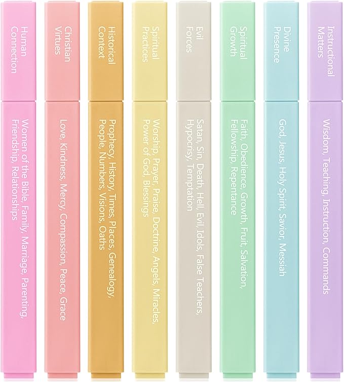 Mr. Pen- Bible Highlighters with Color-Coding System, 8 Pack, Soft Chisel Tip, Aesthetic Highlighters Assorted Colors, Fast Drying Bible Markers No Bleed Through for Journaling and Underlining