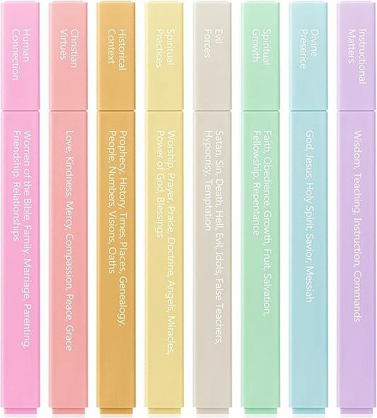 Mr. Pen- Bible Highlighters with Color-Coding System, 8 Pack, Soft Chisel Tip, Aesthetic Highlighters Assorted Colors, Fast Drying Bible Markers No Bleed Through for Journaling and Underlining
