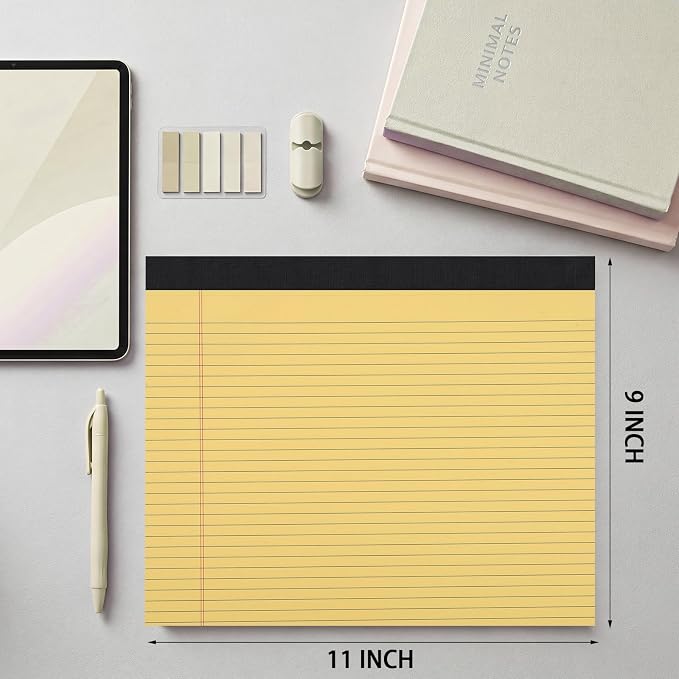 Thboxes 5 Pack Wide Legal Pads, 11 x 9.5 in Landscape Note Pads, 150 Sheets