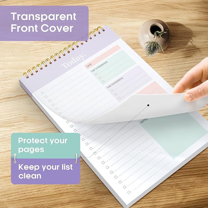 To Do List Notepad - To Do List Notebook for Work with 52 Sheets, 9.8" x 6.5", Undated Daily Planner Perfect for Daily Tasks and Goal Setting, Notepad Suitable for Office, Home & School - Pale Purple