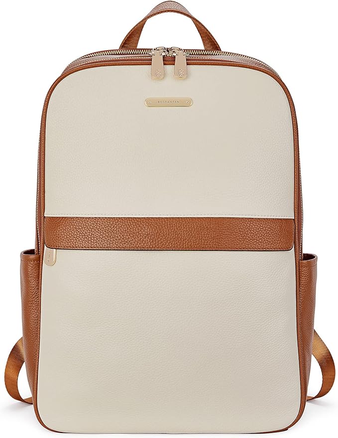 BOSTANTEN Genuine Leather 15.6 inch Laptop Backpack Purse for Women College Casual Backpack Travel Bag